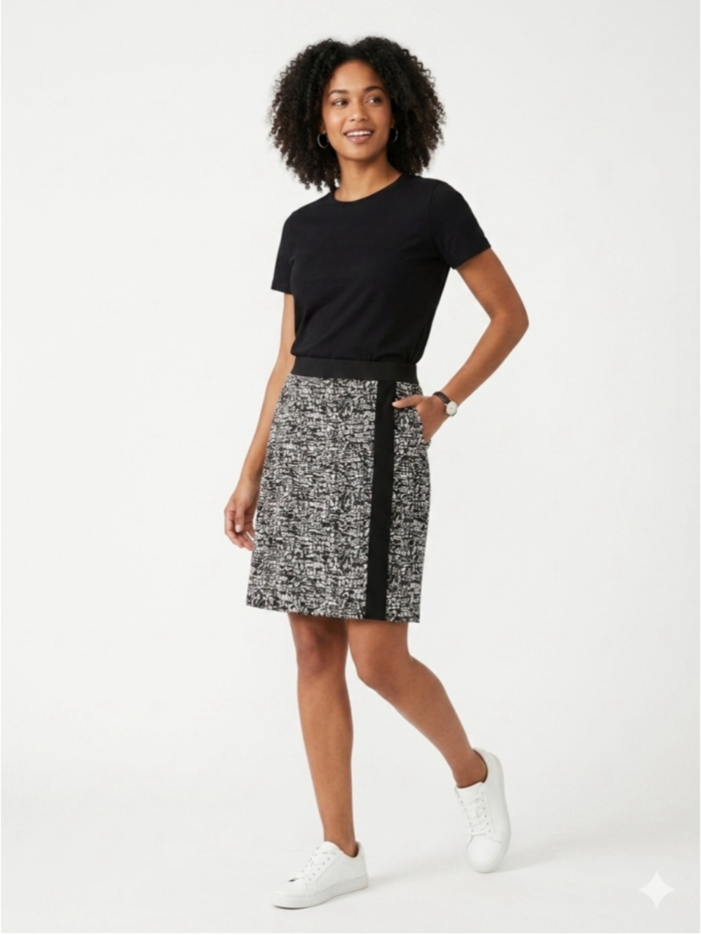 Women's Ann Taylor Abstract Black White Graphic Print Pencil Skirt Size 10 - 772